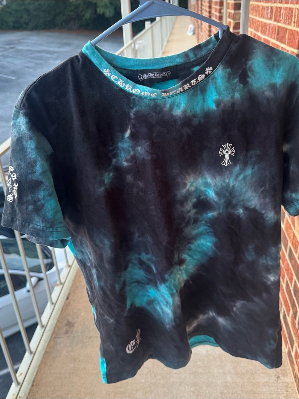 Chrome Hearts Teal Blue Tie Dye Graphic T-shirt Large